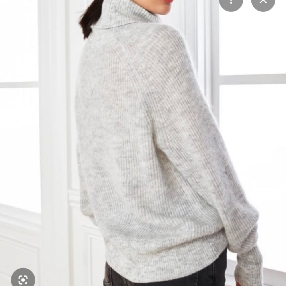 Quince Light Gray Ribbed Turtleneck Sweater - Picture 2 of 8